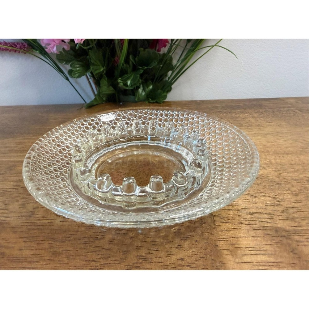 Vintage Clear Hobnail Glass‎ Ashtray – Mid-Century Bubble Edge Design